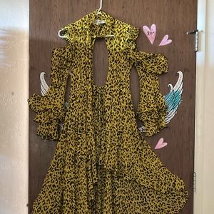 Diane Von Furstenberg Yellow Leopard Print Wrap Dress